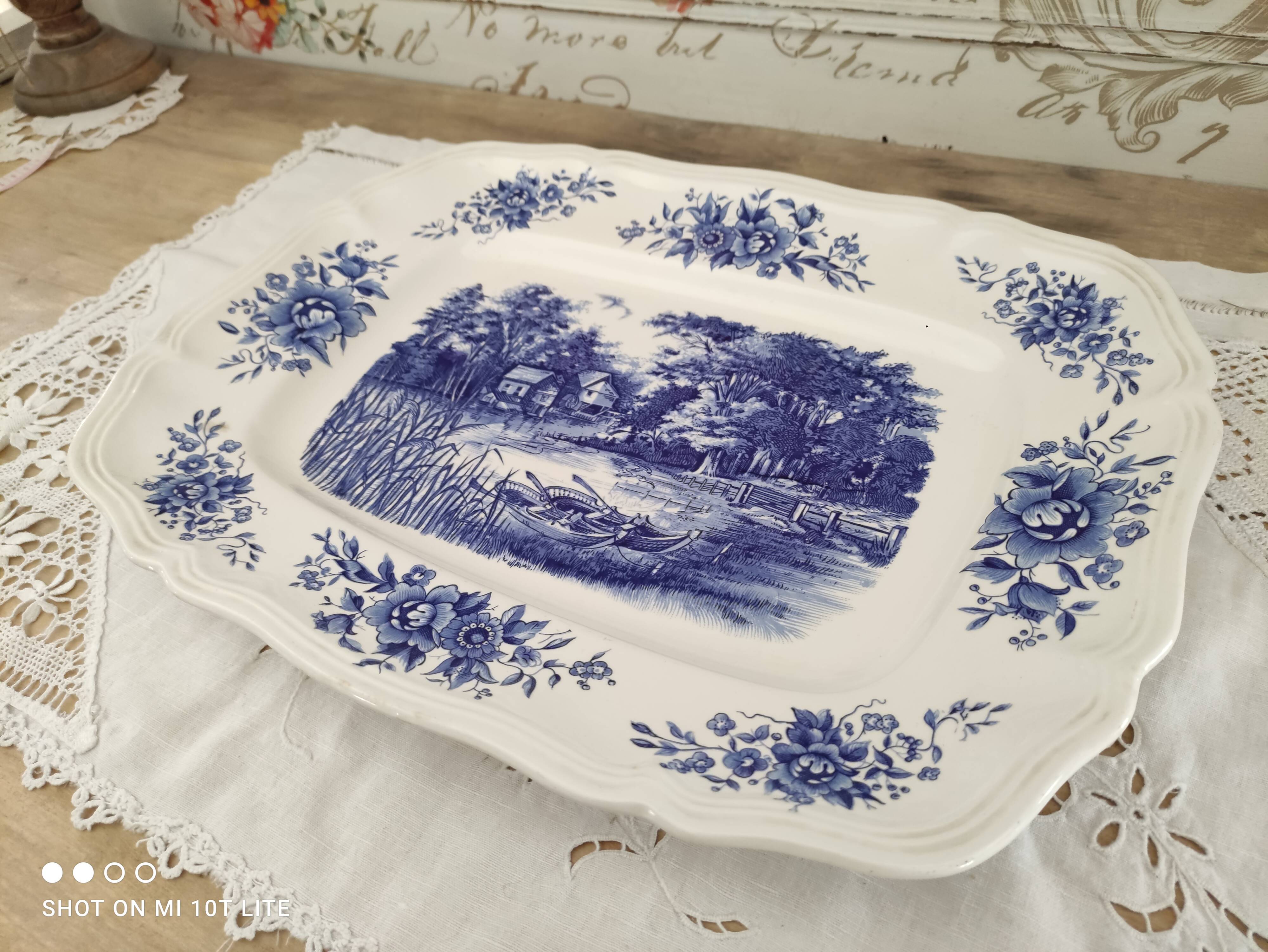 Rectangular dish Sarreguemines model Romantic blue