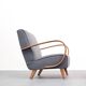 Fauteuil Jindrich Halabala en bois courbé, bouclette grise, 1930