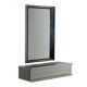 Vintage wooden console table with aluminum mirror, Italy, 1970s, original