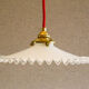 Toothed white opaline pendant lamp with new brass cable and socket