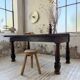 19th-century castle table, carved solid oak, 190cm.