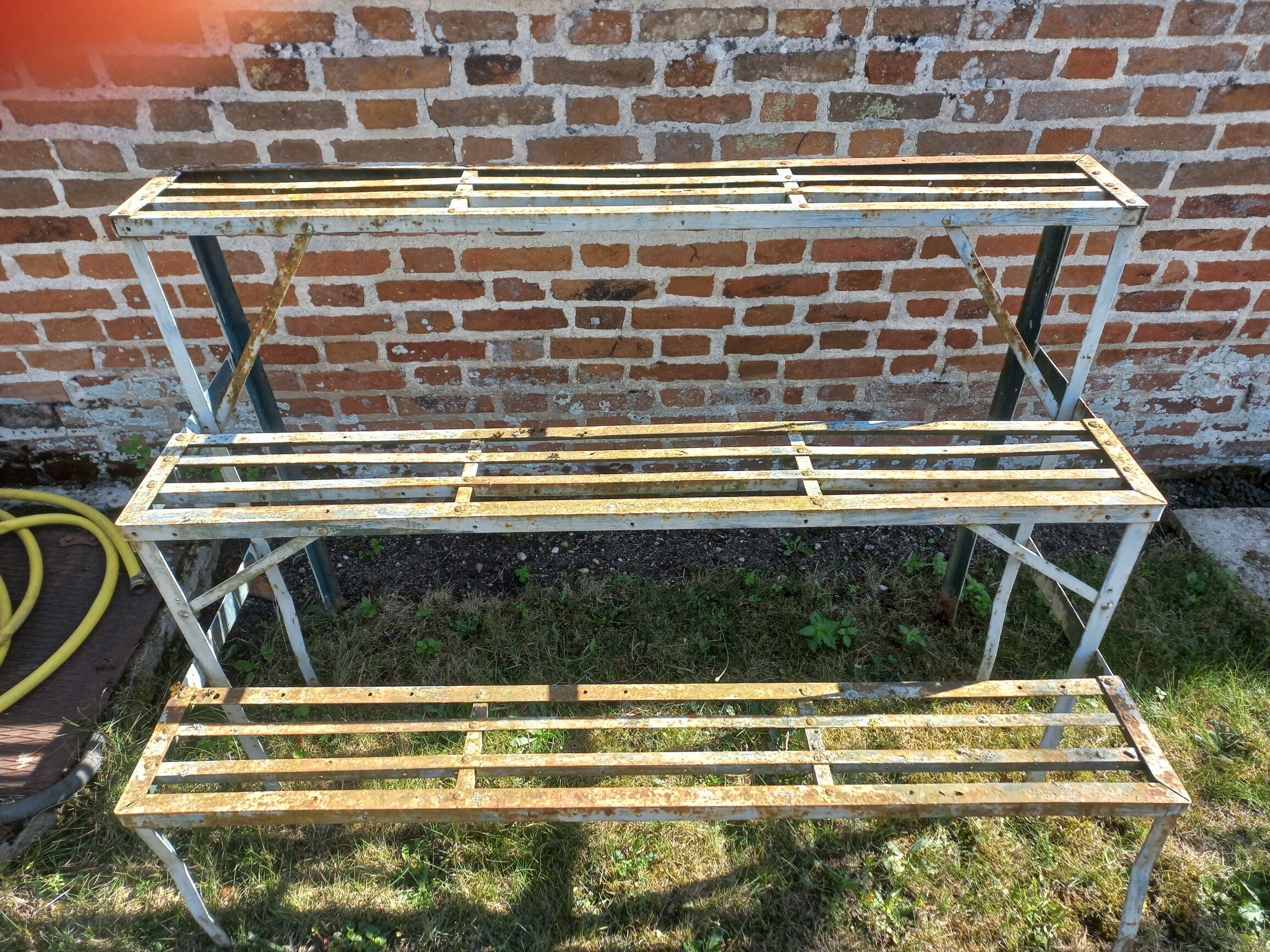 Metal shelf old plant holder