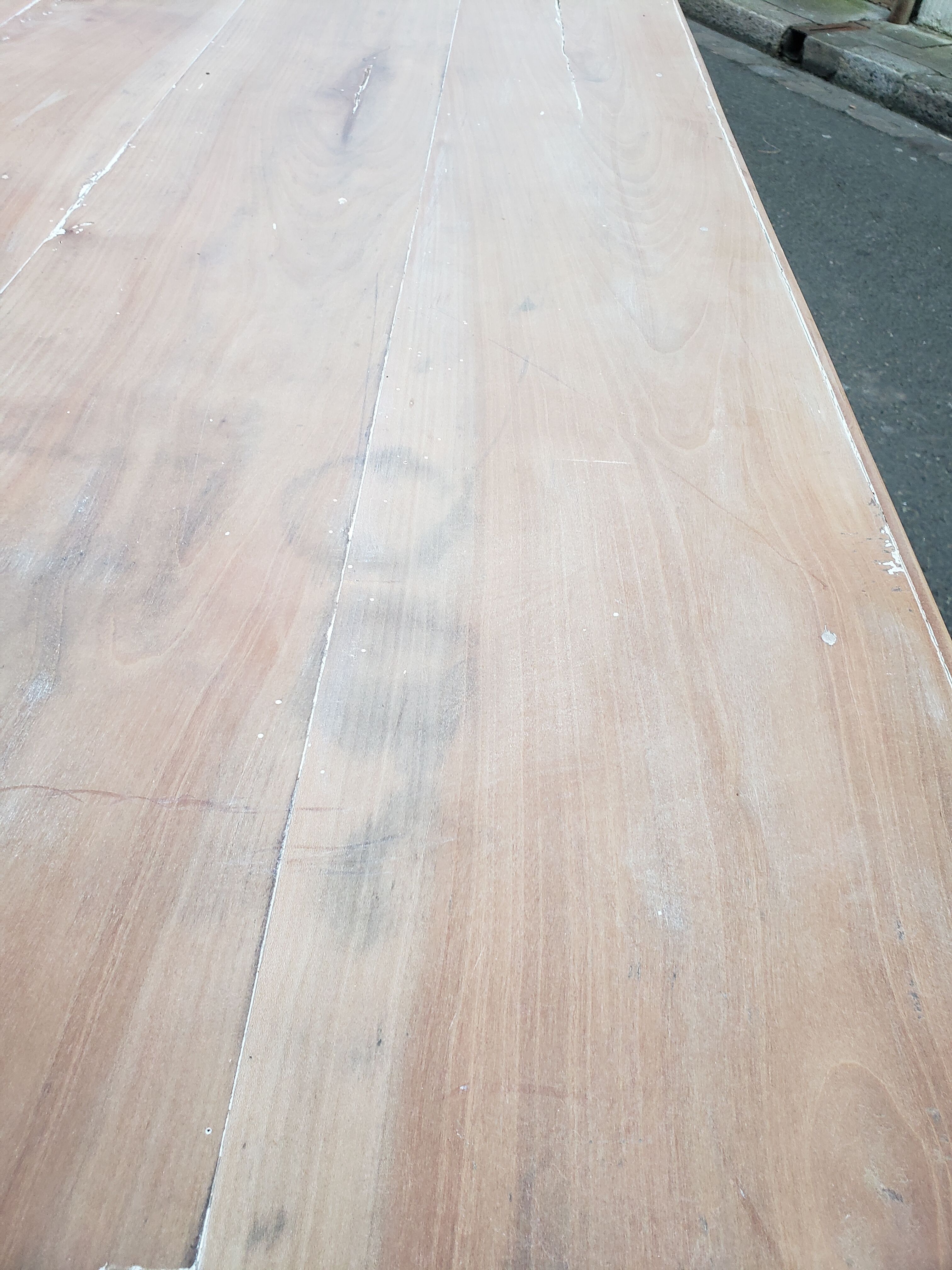 Old patina farm table turned feet