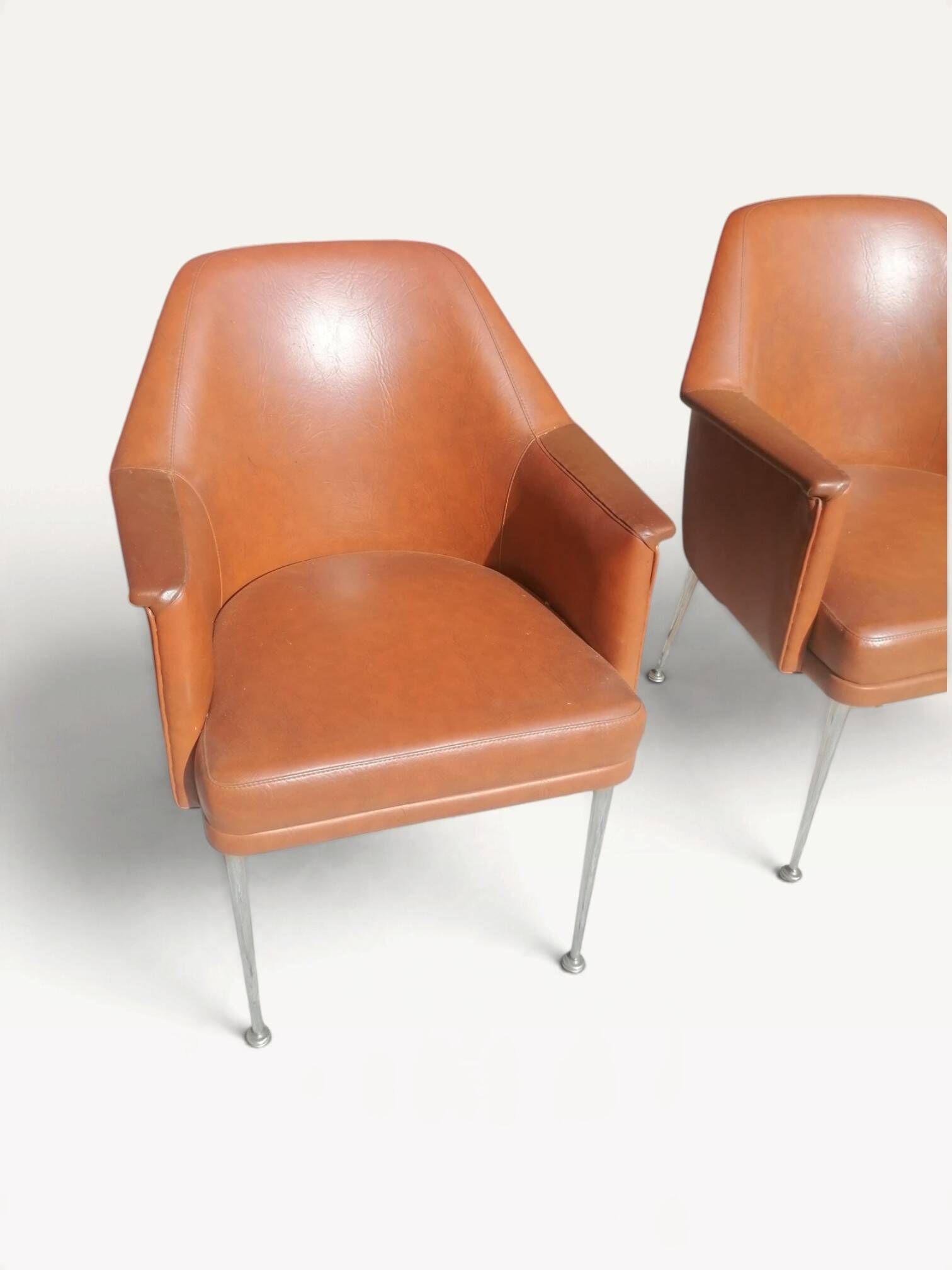 Pair of vintage Deauville brown armchairs - 1950s - 1960s