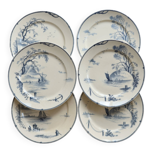 6 assiettes plates antiques