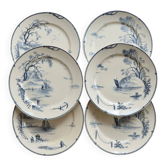 6 antique flat plates Gien model Marines 1875