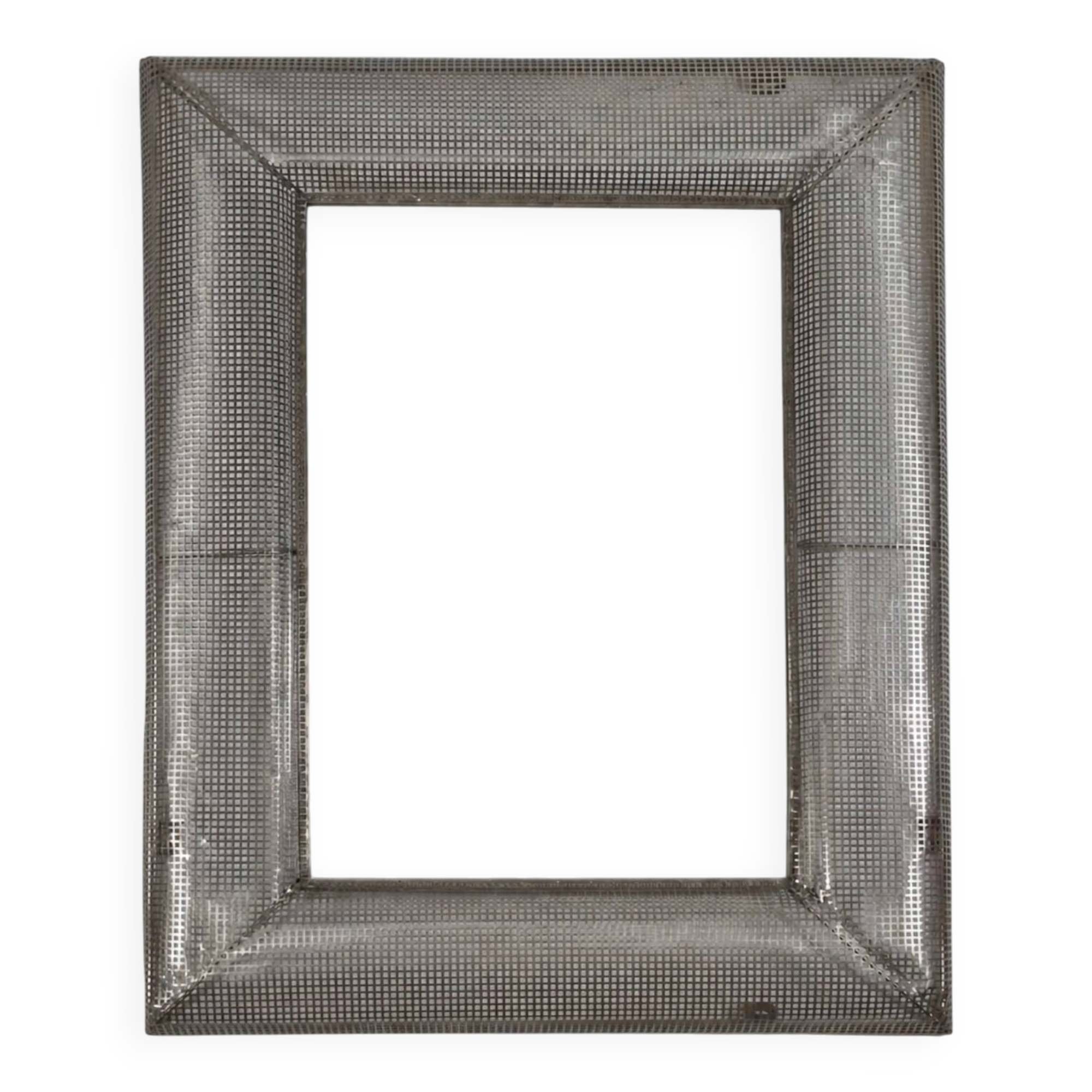Vintage postmodern metall grid wall mirror