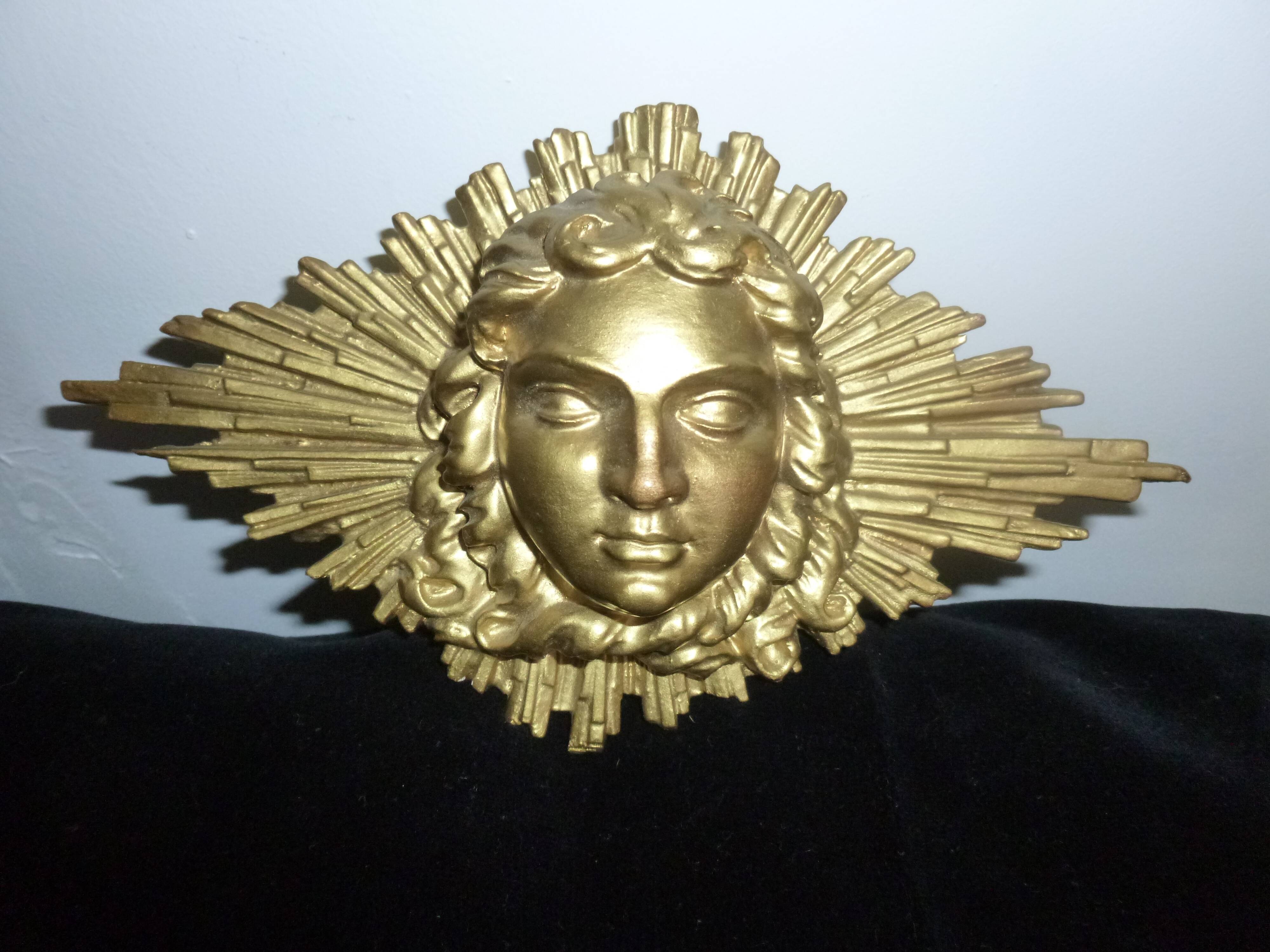 Sun, wall-mounted gilded wood