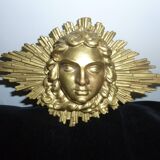 Sun, wall-mounted gilded wood