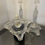 3 bougeoirs en verre transparent