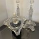 3 clear glass candle holders