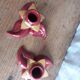 burgundy and gold candle holders