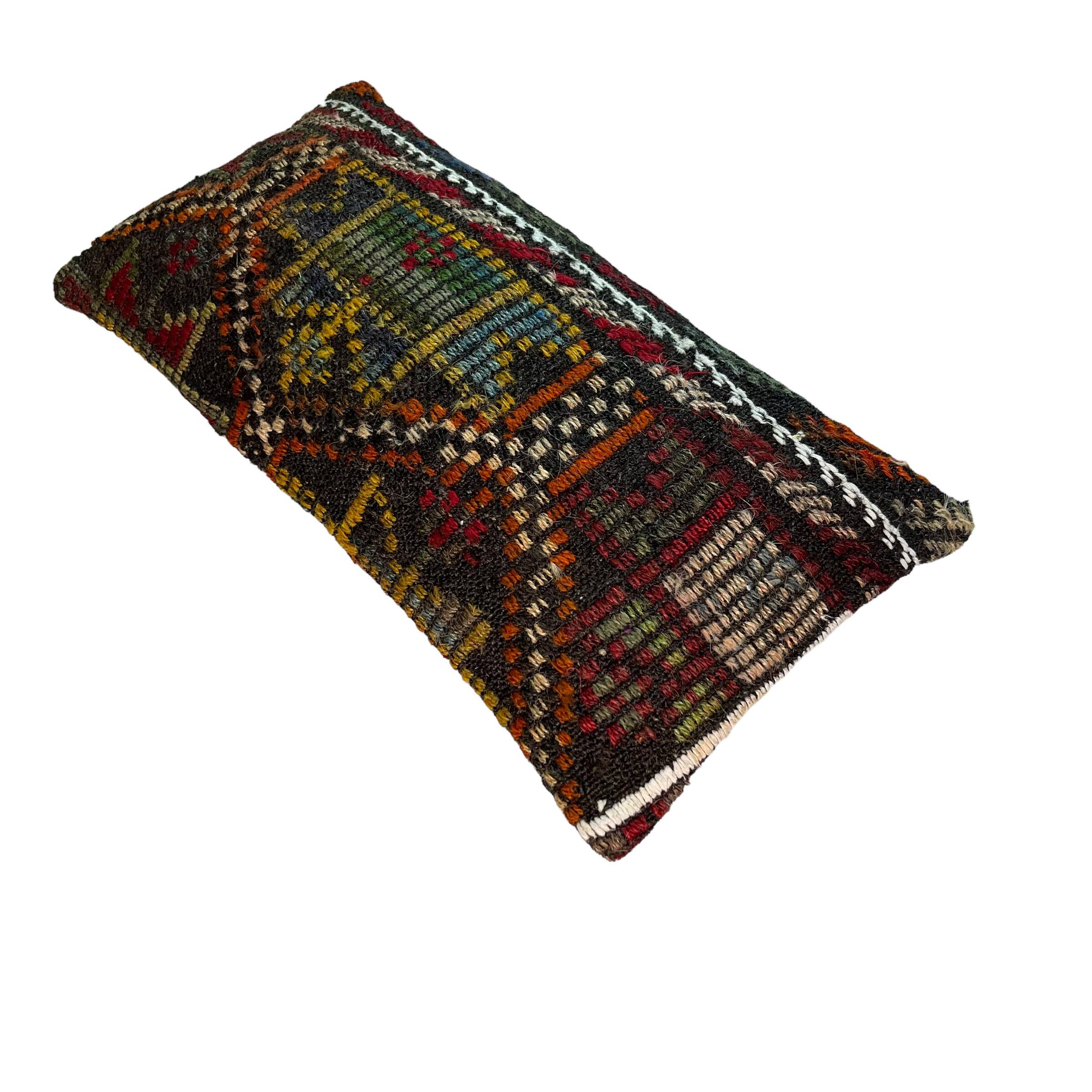 Vintage turkish kilim cushion cover , 30 x 60 cm