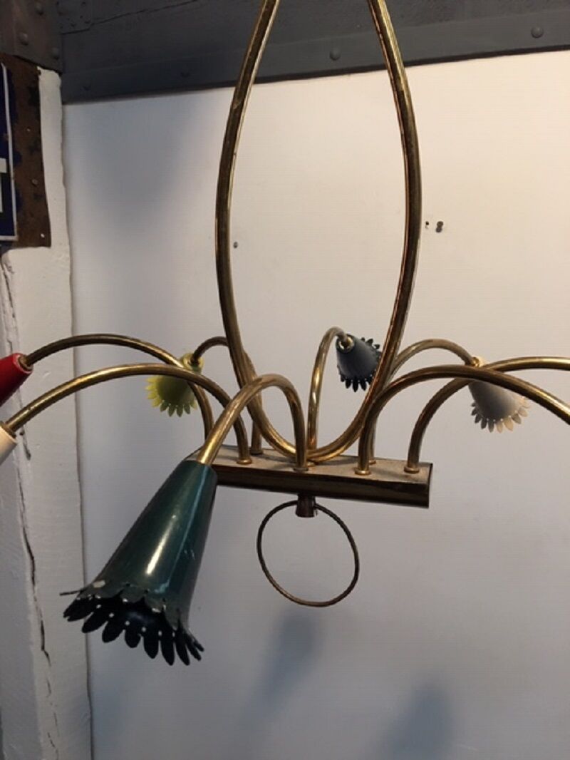 Italian brass chandelier 1950