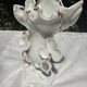 Small White and Gold Porcelain Wedding Vase decorated with Clovers H 16 cm