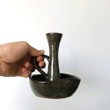 Bougeoir en grès tacheté