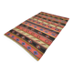 6x9 Blue & Red Details Kilim Rug,Modern Mid Century,Wool Area Rug,175x261Cm