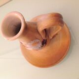 Cellar rat candle holder in beige ceramic from Vallauris, vintage 60s-70s