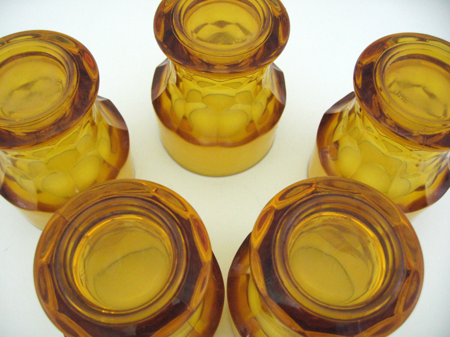 5 water cups in amber glass - Made in Italy - vintage 70s
