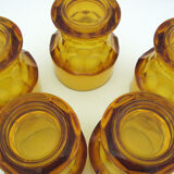 5 water cups in amber glass - Made in Italy - vintage 70s
