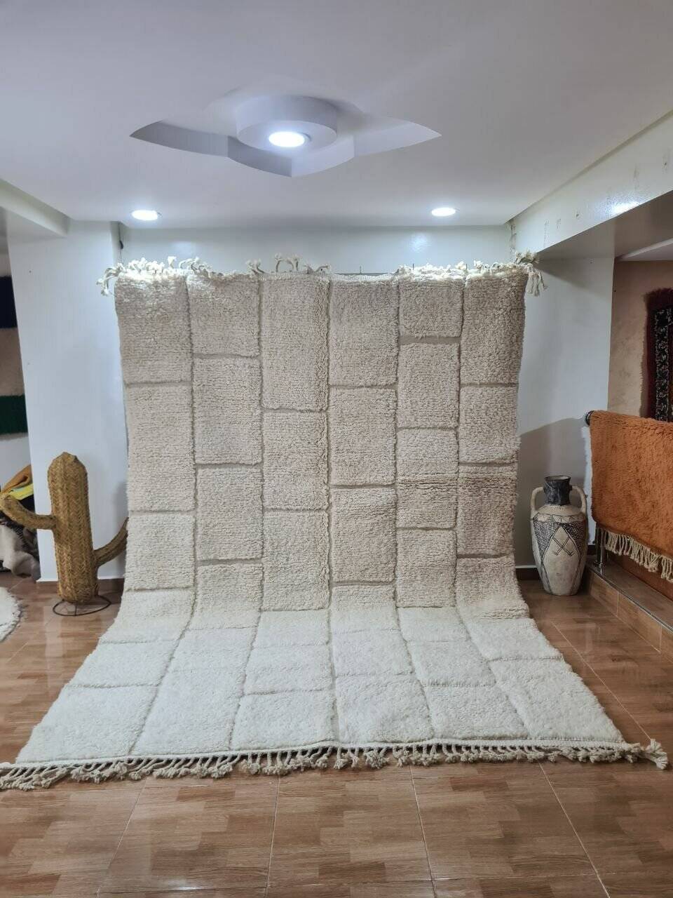 Traditional Moroccan wool rug, hand woven, that will last for years. Bearer of a