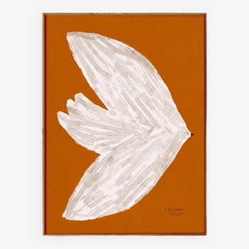 Affiche imprimée en qualité giclée avec illustration d'oiseau blanc en vol - 30x40cm