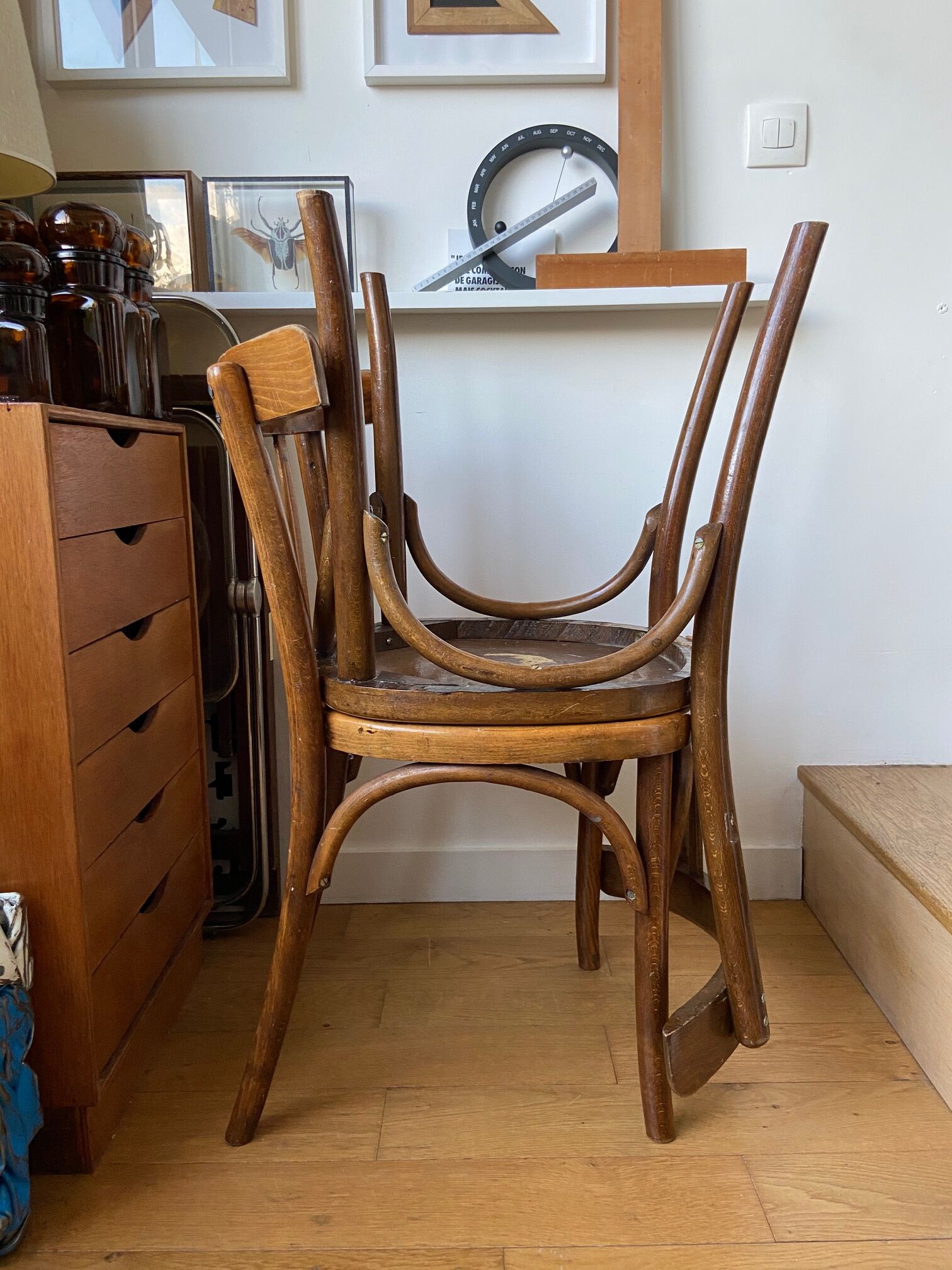 Pair of wooden bistro chairs