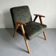 Restored Vintage Mid Century Modern Armchair, Forest Green Lounge Chair