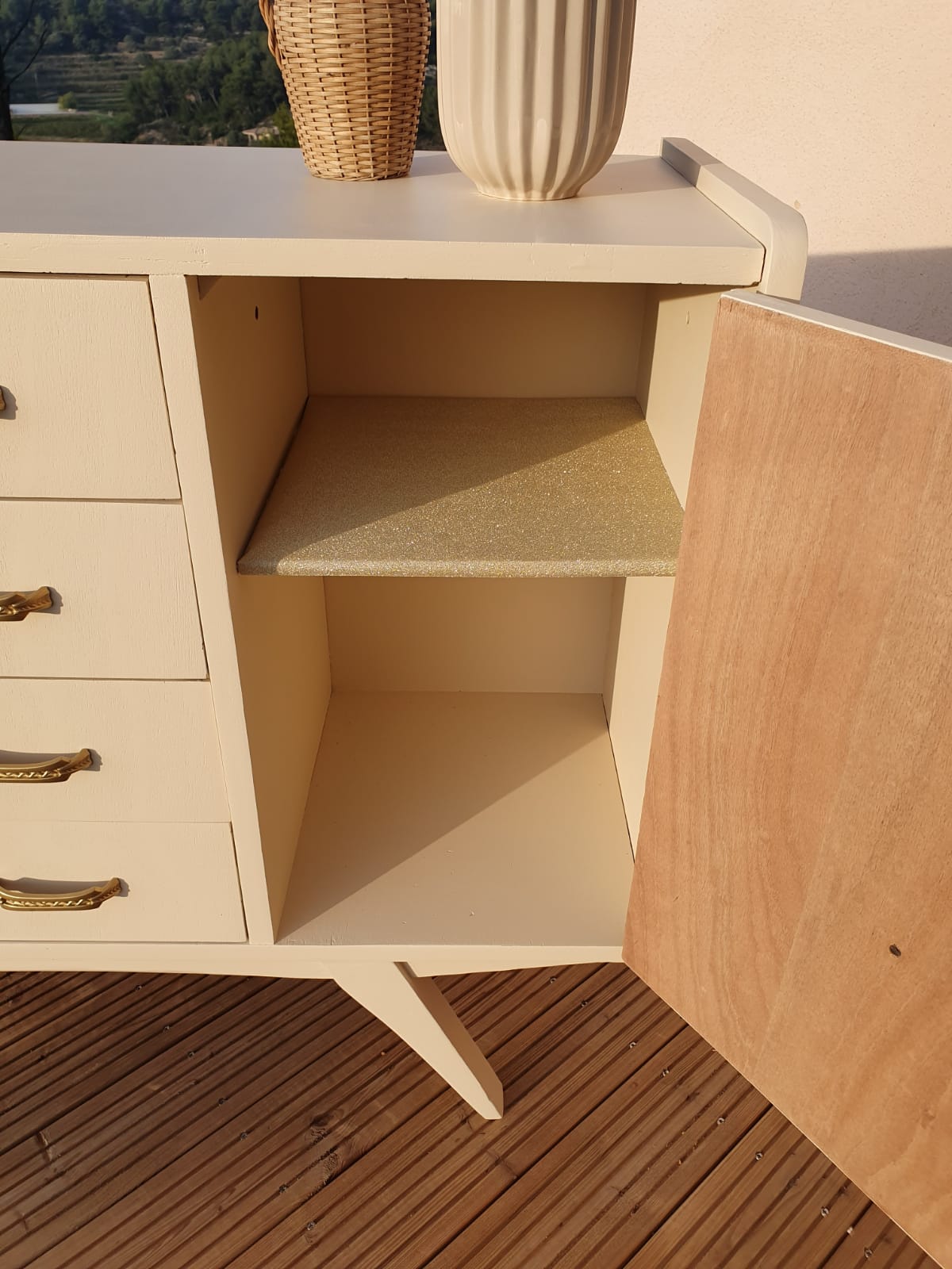 Vintage compass feet chest of drawers