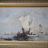 Bazil (20th century) oil on panel 'French boats setting out to sea'