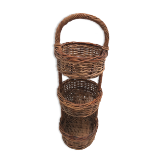 Panier à 3 étages sur pieds vintage