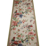 Traditional English Style Chinese Needlepoint Rug Handwoven Cream Green Wool Rug-76x243cm