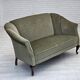 1960s, Danish 2-seater sofa, green furniture velour, beech wood.