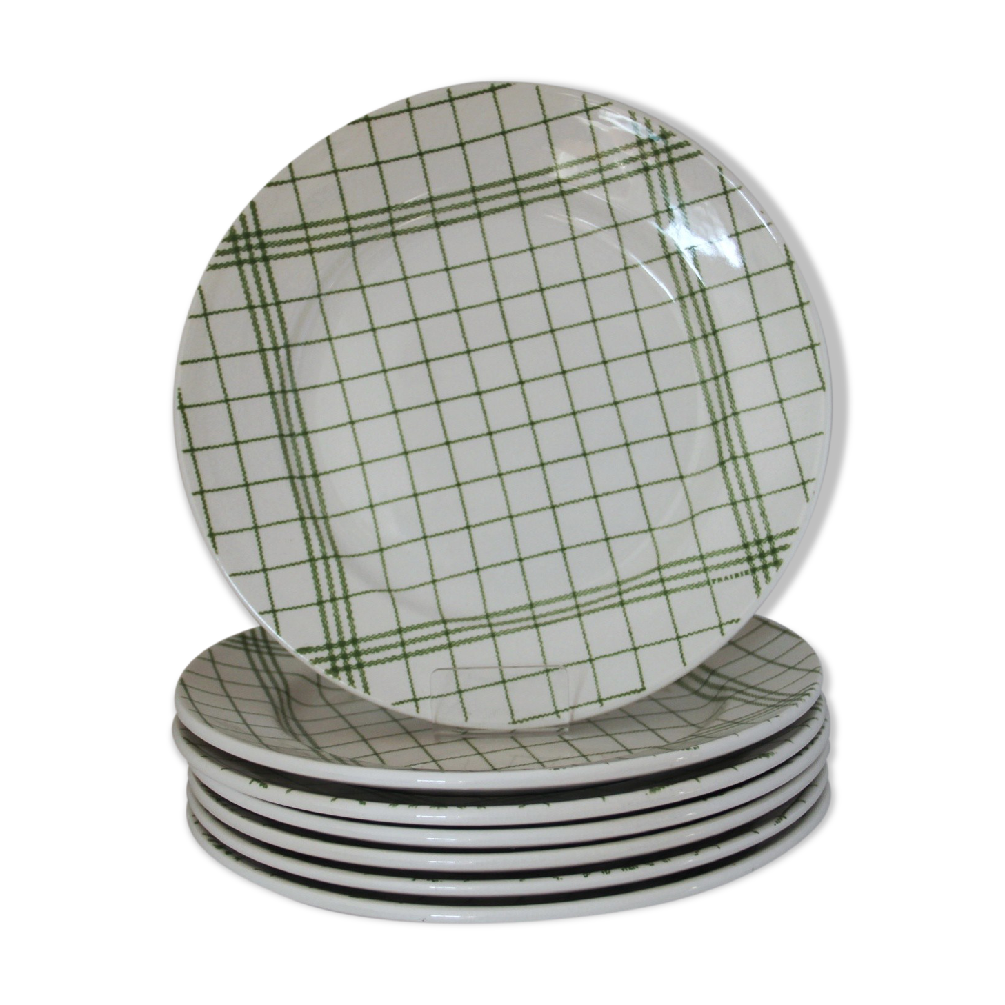 Lot of 7 flat plates Prairie - Gien manufacture