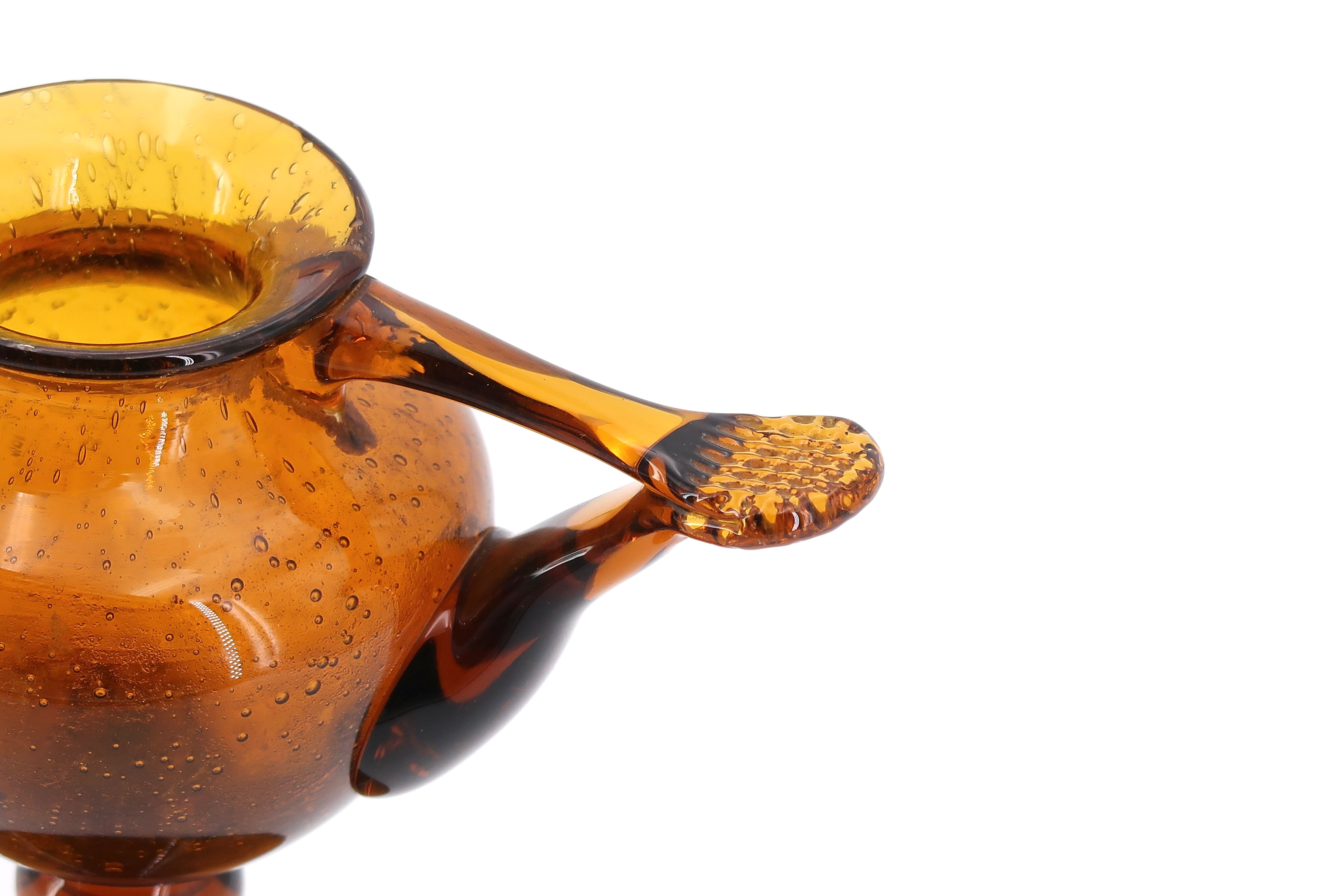 Biot oil lamp in amber bubble glass, 1970s