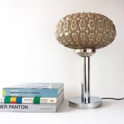1940s Portuguese Art Deco Table Lamp with Gray Opaline Shade