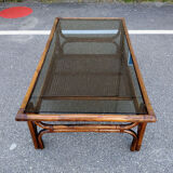 Bamboo coffee table canage and smoked glass