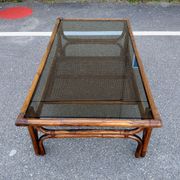 Bamboo coffee table canage and smoked glass