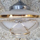 ceiling lamp, aluminum and chiseled glass, vintage, 50s