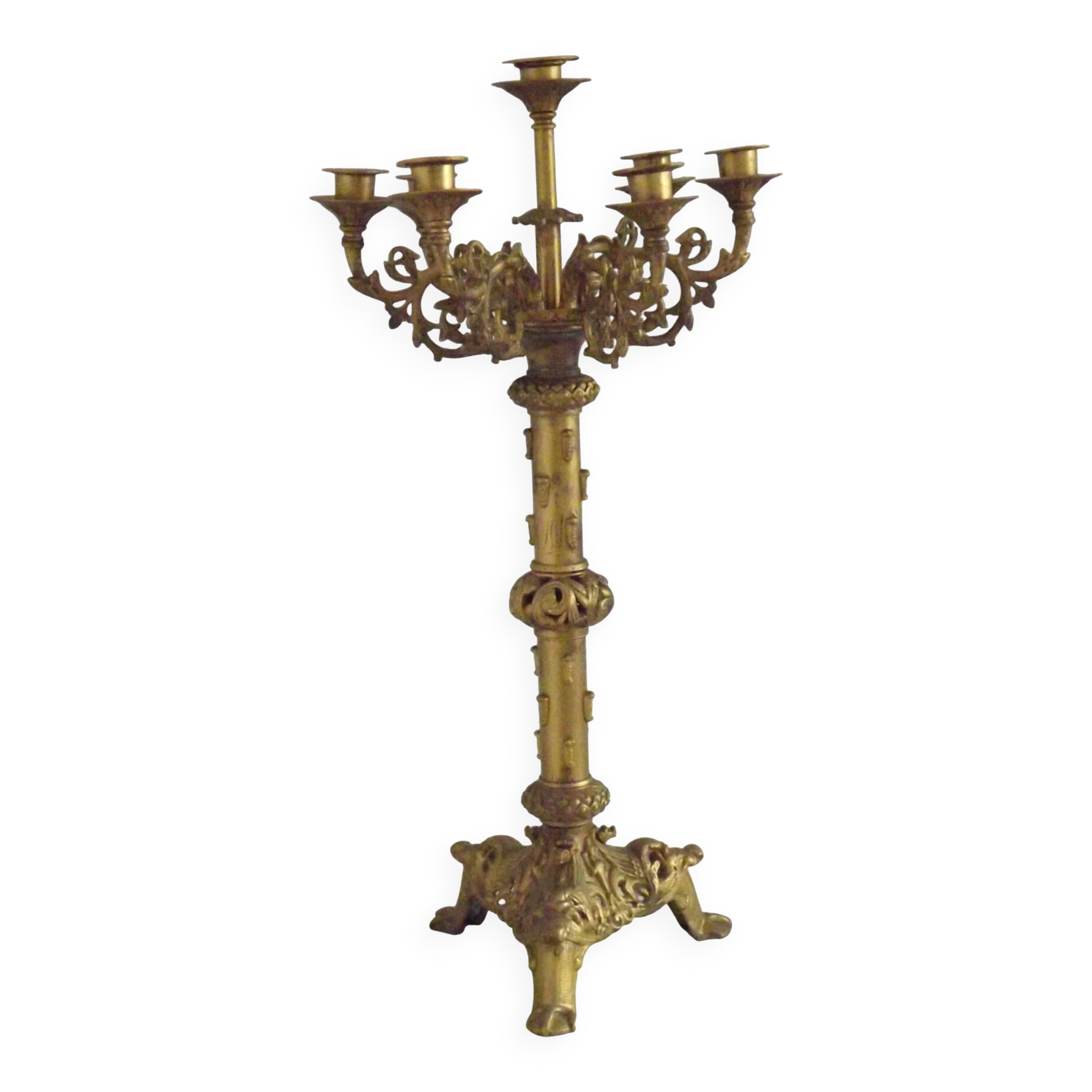 Magnificent French Louis XVI Style Bronze Seven-Light Candelabra LF Paris