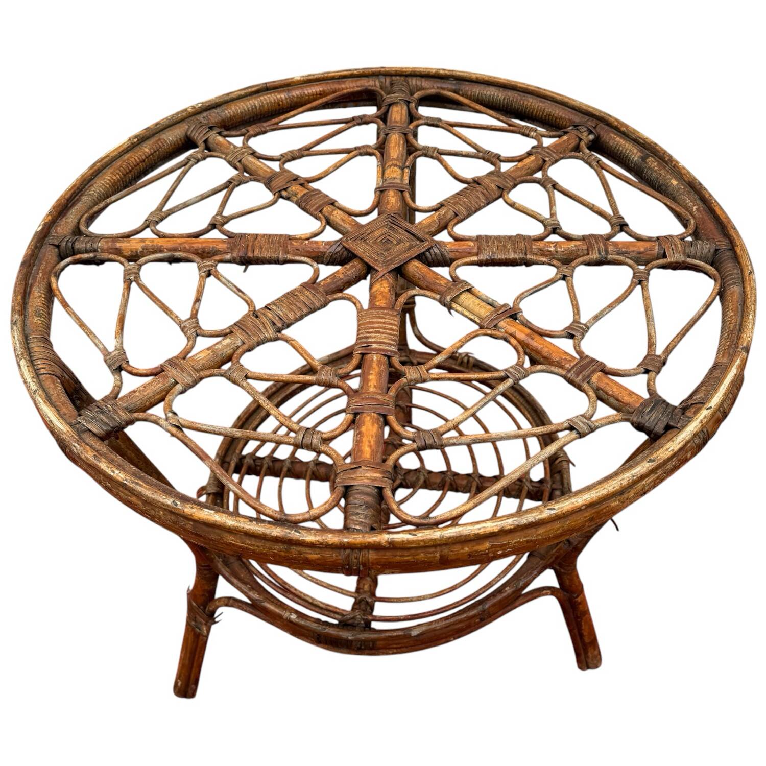 Rattan coffee table from the 50's Italy