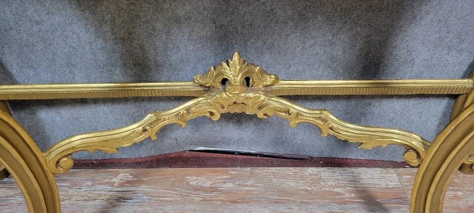 Large Venetian console + Louis XV baroque style mirror in gilded wood