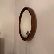 Teak, illuminated mirror, Italy, 1960s
