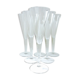 Suite of six colorless crystal champagne flutes