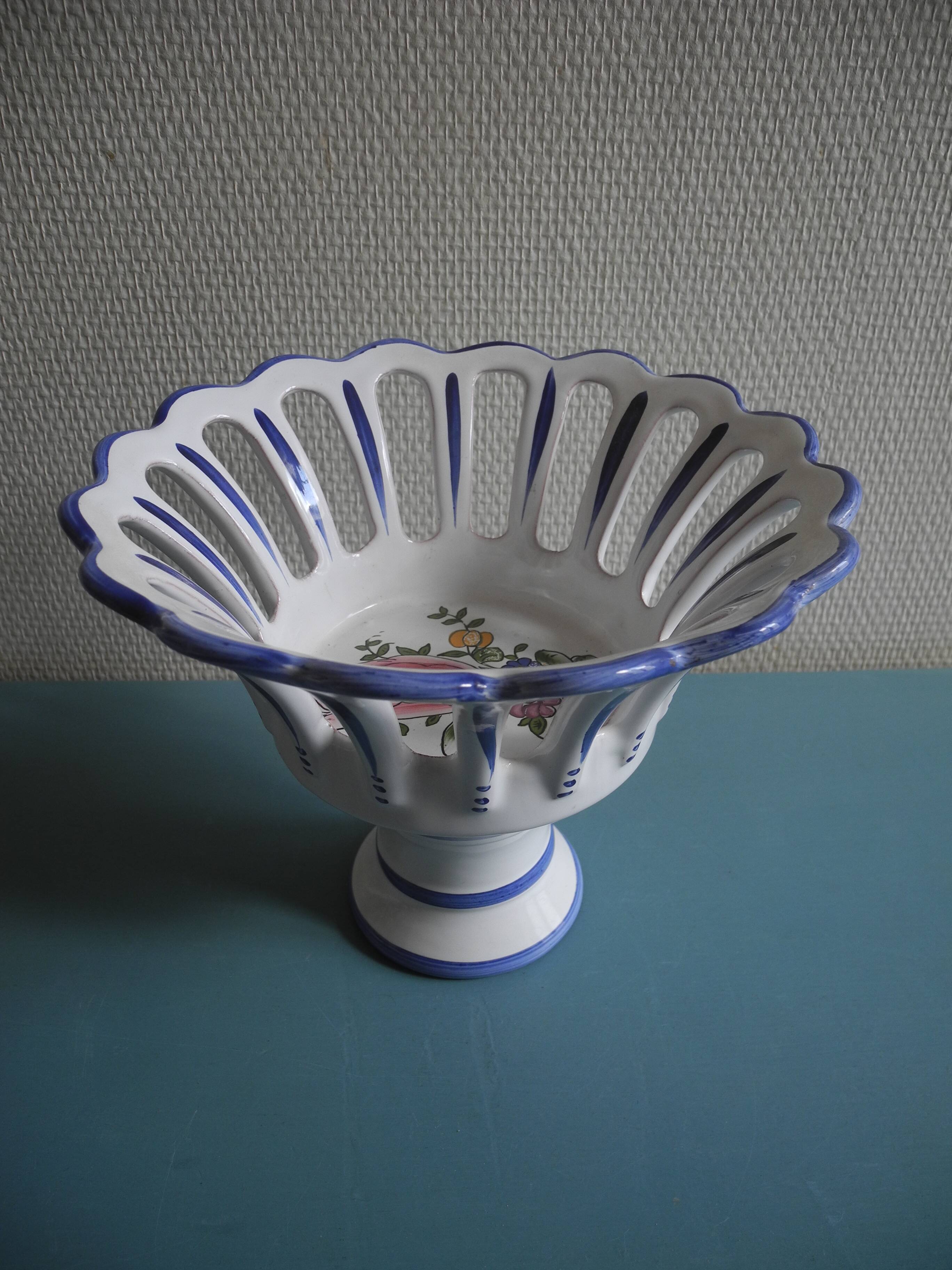 Vintage earthenware cup roullet renoleau charente antique faience cup