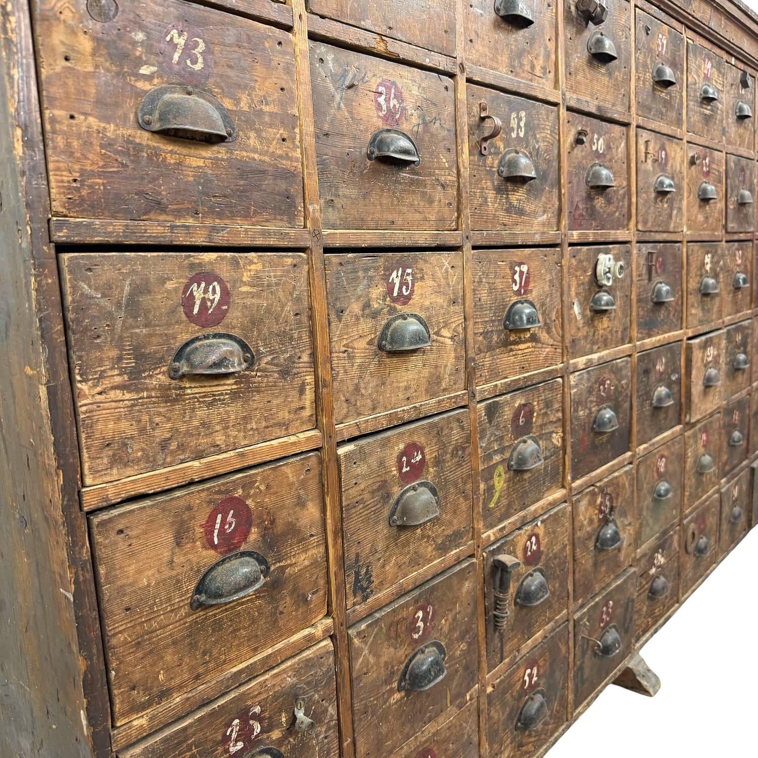 Large Antique Bank of Drawers – 48 Drawer Industrial Cabinet