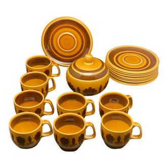 Coffee service Vintage ceramic Mustard flowers -MMF4