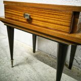 Vintage varnished wood bedside table