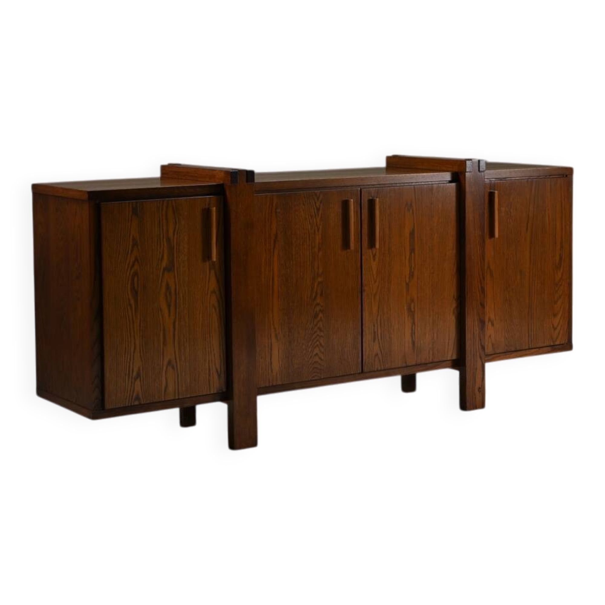 Dark stained brustalist oak sideboard, Belgium.