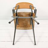 Chaise mid century accoudoirs marko holland bois métal marron noir vintage rétro chaise d'architecte